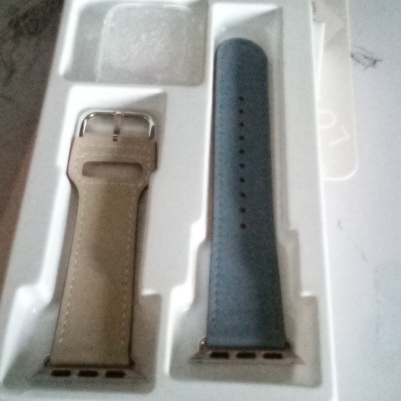 💜 LOVLEPOP Watch Band for Apple Smart Watch /38mm-40mm/beige & gray/silver NWT - Picture 5 of 6
